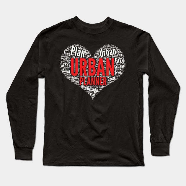 Urban planner Heart Shape Word Cloud Design product Long Sleeve T-Shirt by theodoros20
